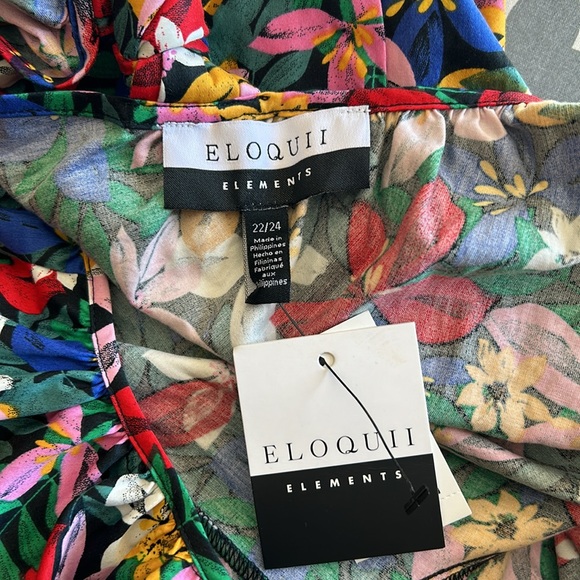 ELOQUII Elements Floral Print Tie-Back Puff Sleeve Dress sz 22/24 NWT - Picture 9 of 12